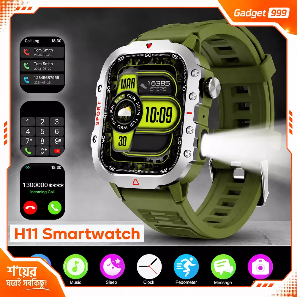 অবিশ্বাস্য দামে H11 Sports Smart Watch Bluetooth Call Touch Display Rugged Style