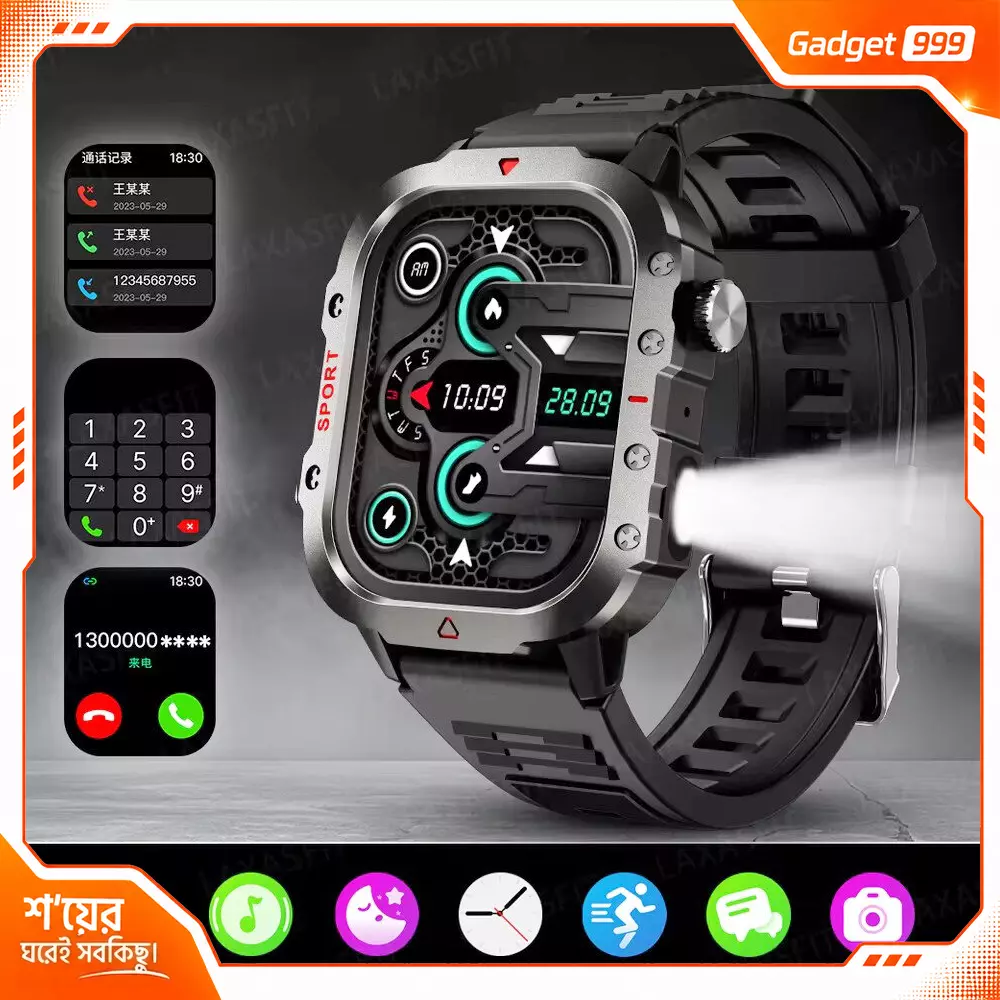 অবিশ্বাস্য দামে H11 Sports Smart Watch Bluetooth Call Touch Display Rugged Style