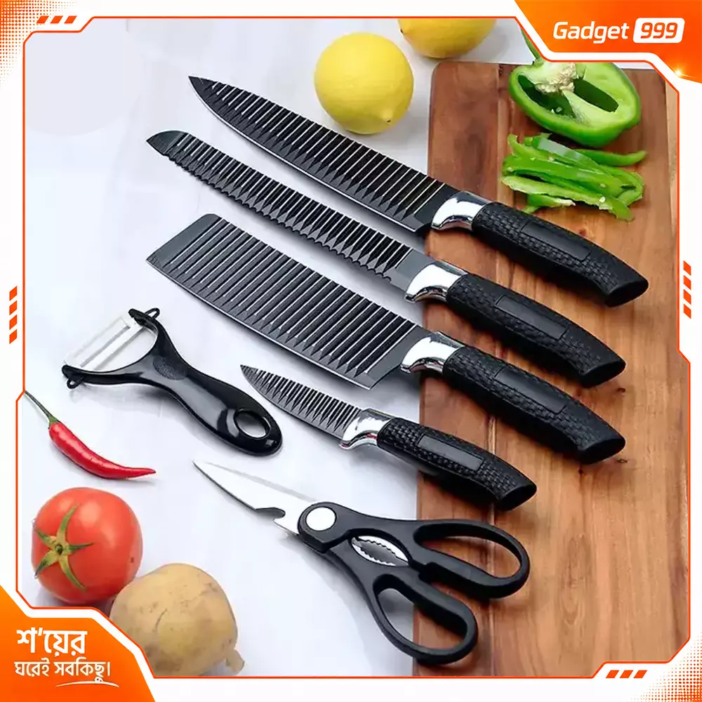 Zepter Kitchen Knife Set 6 Pcs Chef Knife, Bread Knife, Peeling Knife, Scissors & Ceramic Peeler