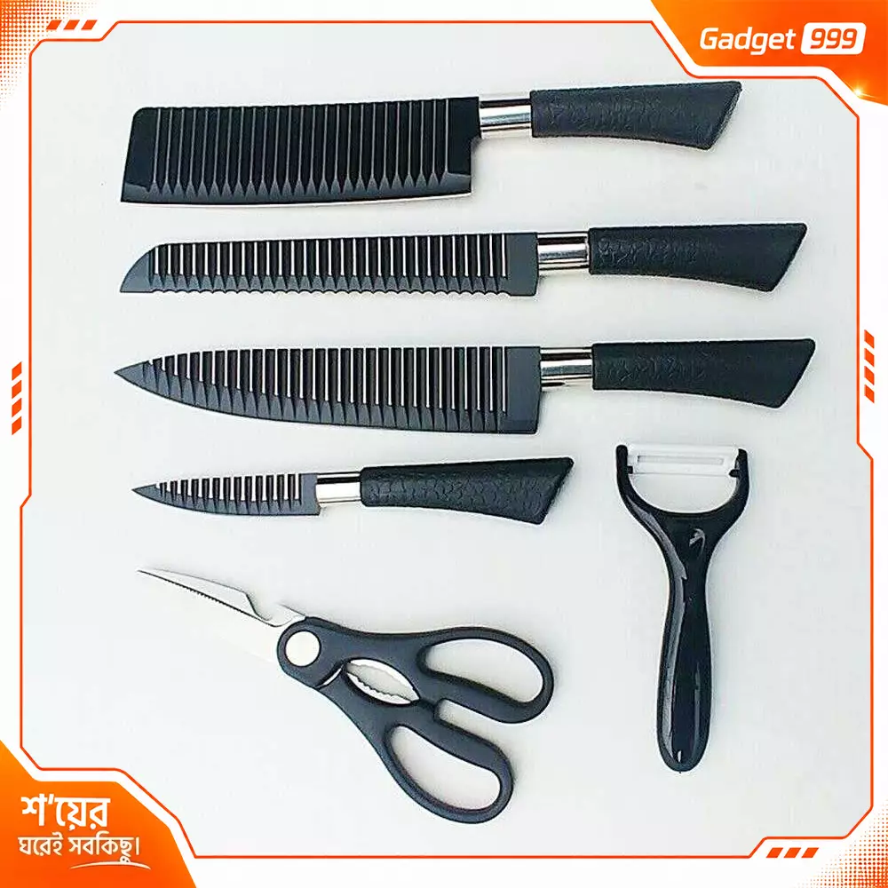 Zepter Kitchen Knife Set 6 Pcs Chef Knife, Bread Knife, Peeling Knife, Scissors & Ceramic Peeler