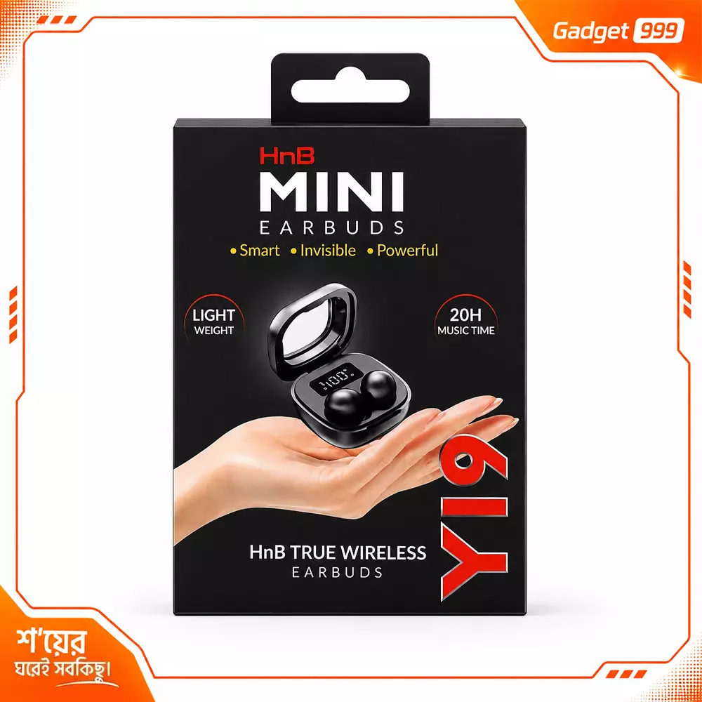 Y19 Mini TWS Wireless Earbuds Digital Battery Display ঘুমানোর সময় ব্যবহার করা যায়