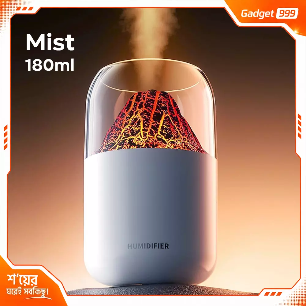 H05 Volcano Ultrasonic Humidifier 180ML Lighting Aroma Diffuser অত্যন্ত সুন্দর এবং প্রিমিয়াম
