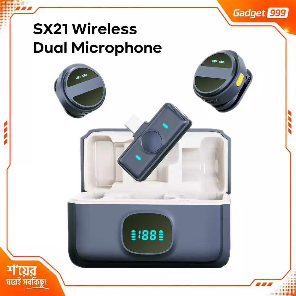 SX21 Professional Wireless Lavalier Microphone ক্লিয়ার অডিও রেকর্ডিং সলিউশন