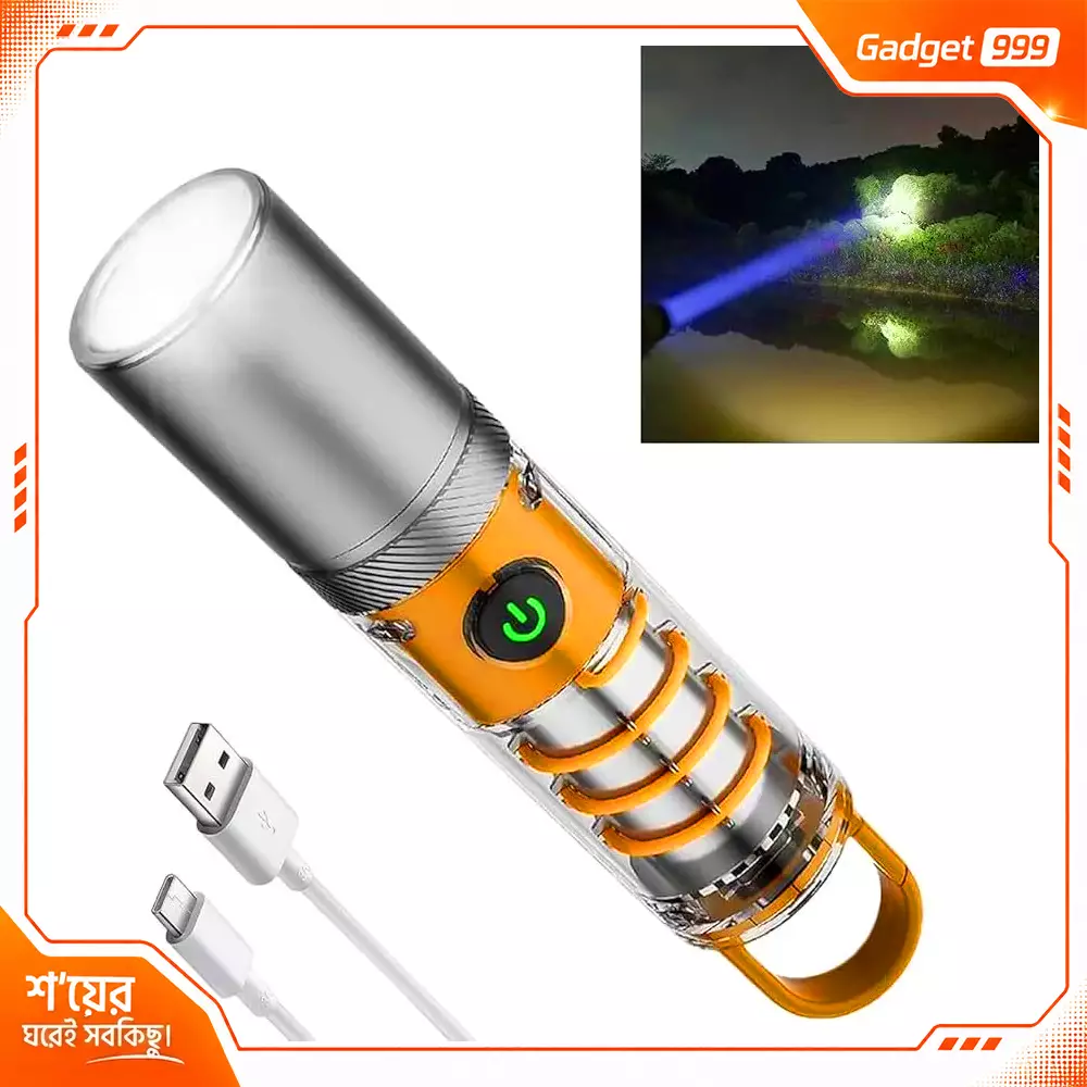 Original X10 Laser Flashlight – Rechargeable LED Filament Torch with Zoom