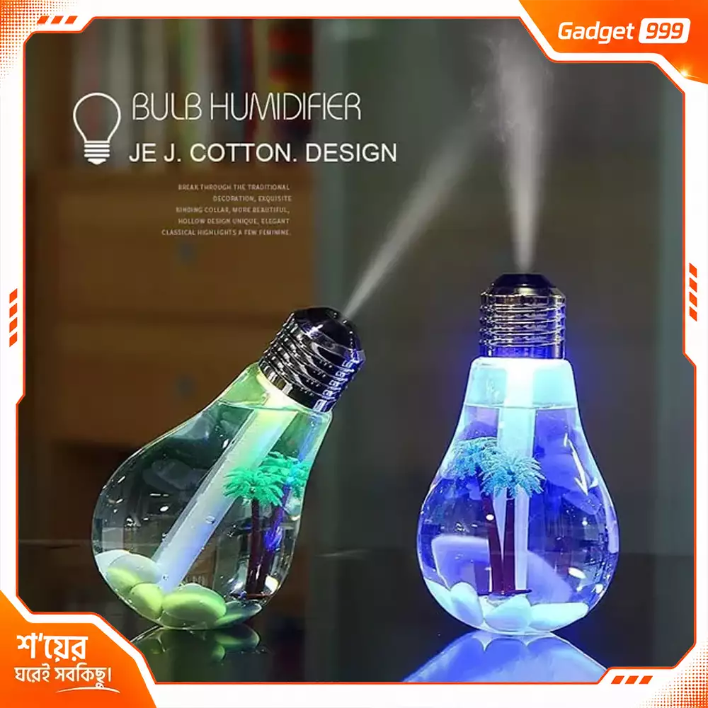 Bulb Humidifier with Colour-Changing Light – USB Cool Mist Aroma Lamp