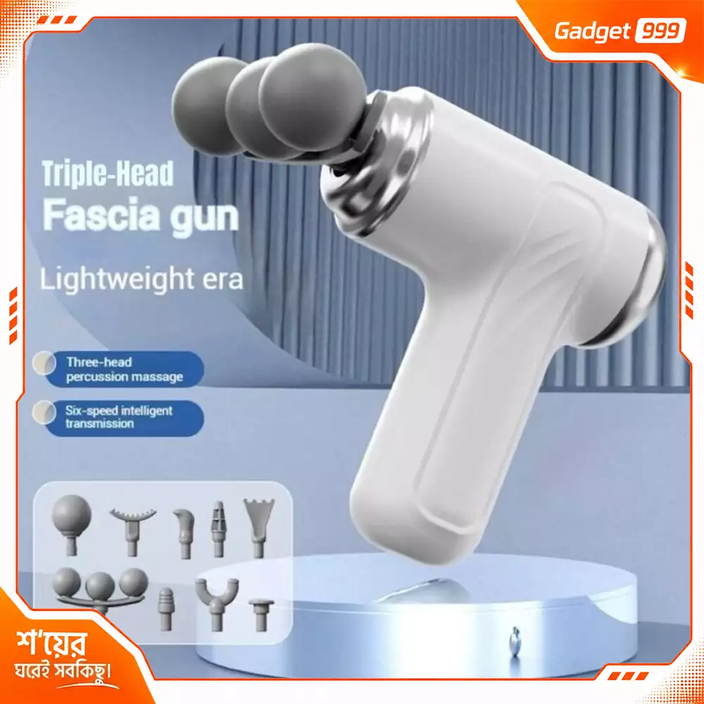 Triple Head Massage Gun – 9 Massage Heads, 6-Speed Rechargeable